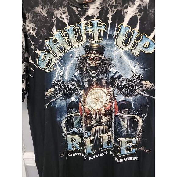 Graphic Reaper “Shut Up And Ride” Double Sided Motorcycle T-Shirt Size Large - Picture 4 of 8